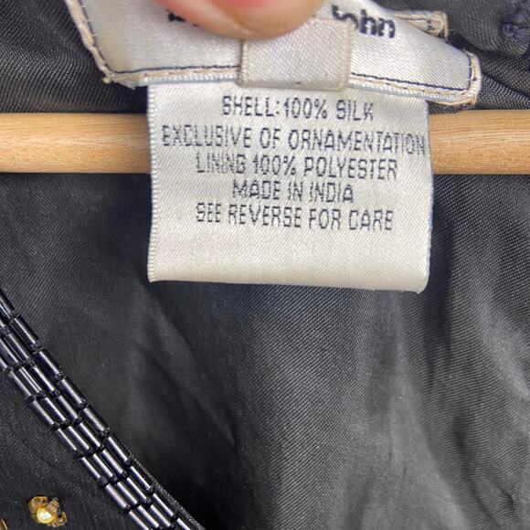 Vintage Beaded Cocktail Dress Size 2X Black Gold‎ Sequins B2 & US by Marx & John - Picture 11 of 15